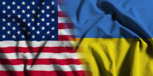 National Flag Of The United States With Ukraine