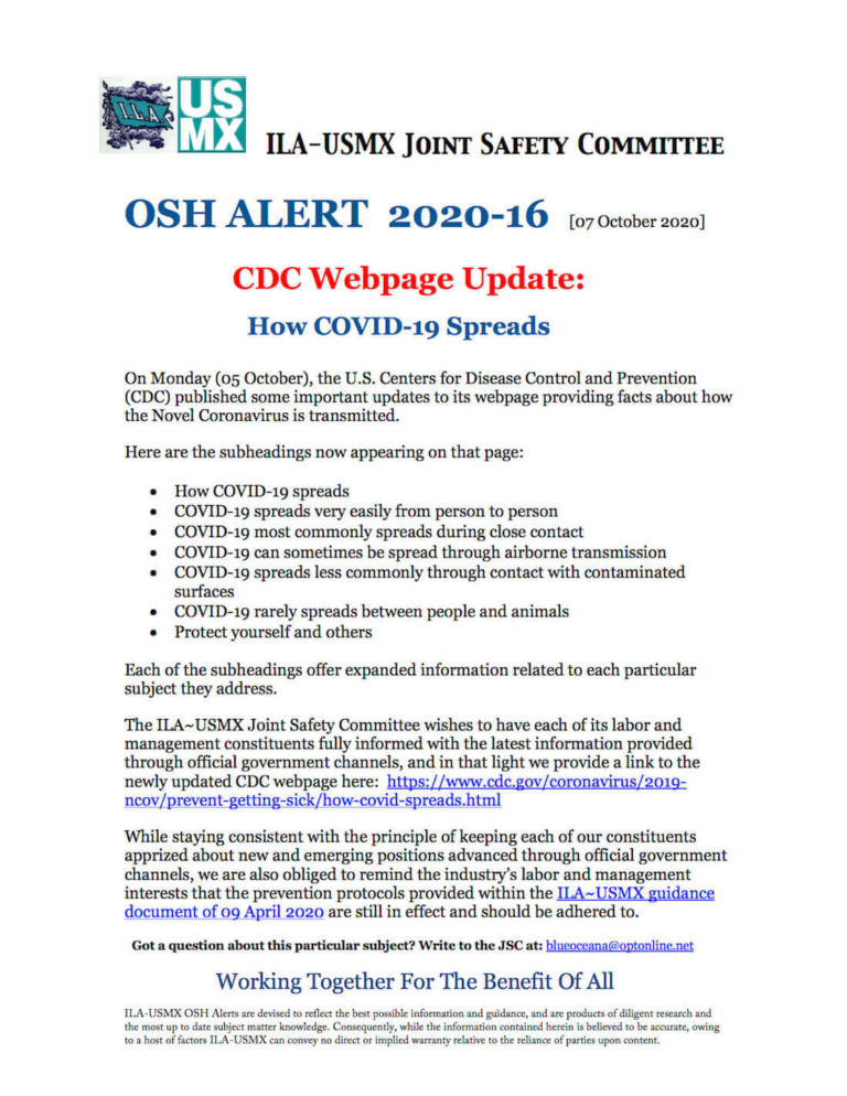 OSH Alert 2020-14 Covid Spread