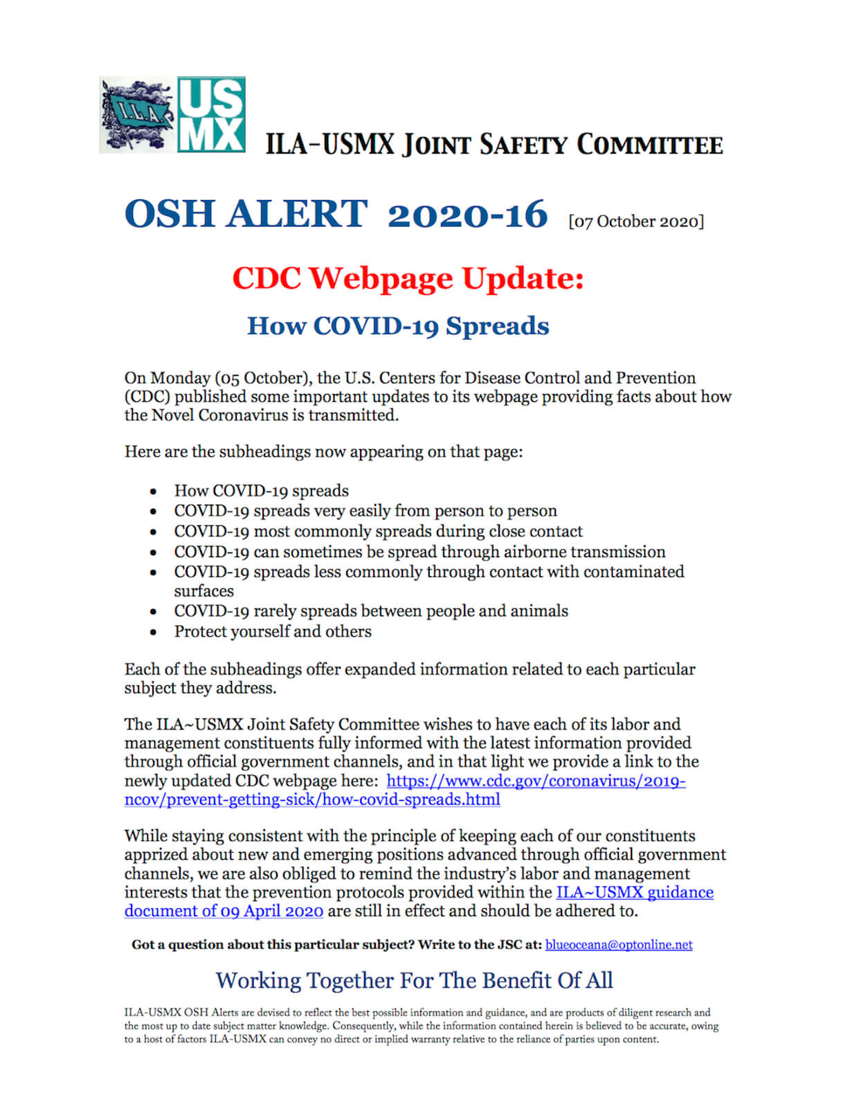 OSH Alert 2020-16 Covid Spread