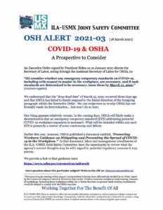 OSH Alert 2021-03 (COVID-19 & OSHA)