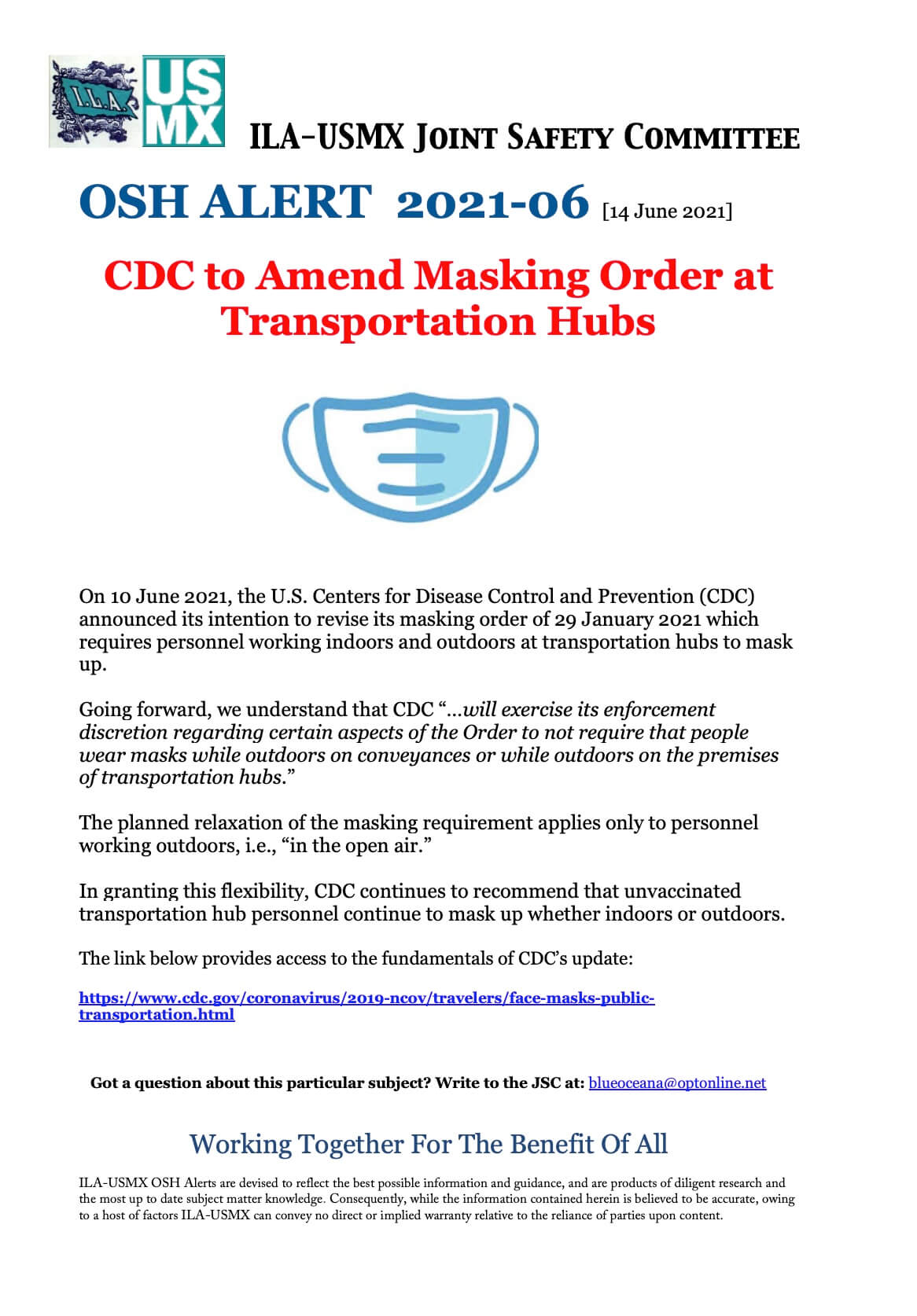 OSH Alert 2021-06 Mask Amendment