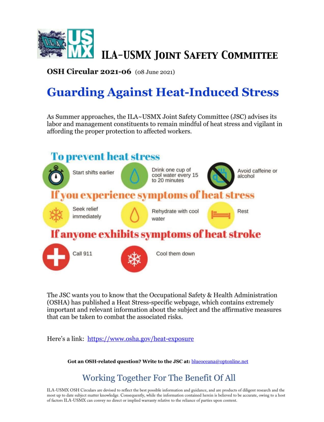 ILA Union OSH Circular 2021-06-Heat Stress