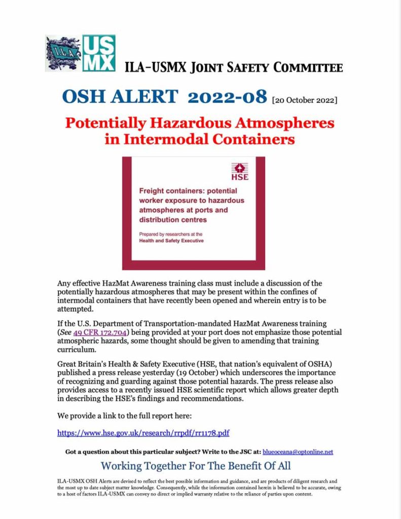 OSH Alert 20-10-22