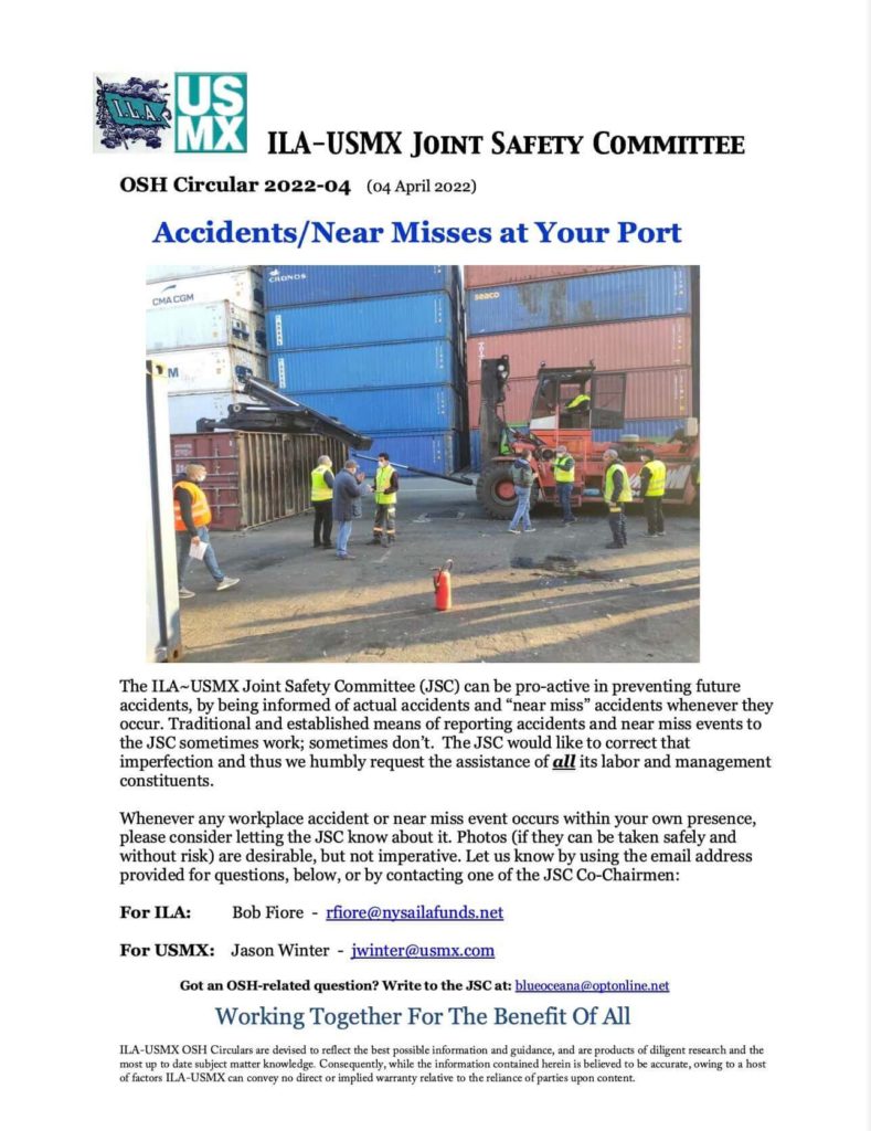 Accidents and Near Misses at Your Port