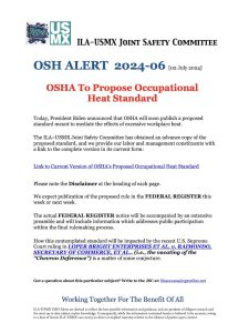 ILA-USMX Joint Safety Committee OSH Alert 2024-06: OSHA to Propose ...