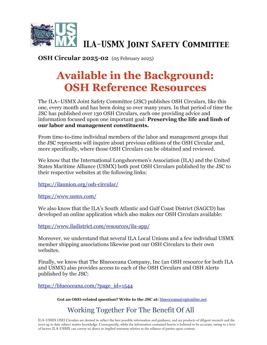 ILA-USMX Joint Safety Committee OSH Alert 2025-02: Available in the ...